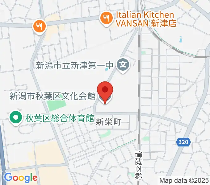 新潟市秋葉区文化会館の地図