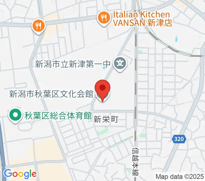 新潟市秋葉区文化会館の地図