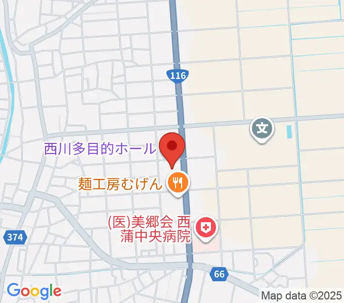 西川多目的ホールの地図