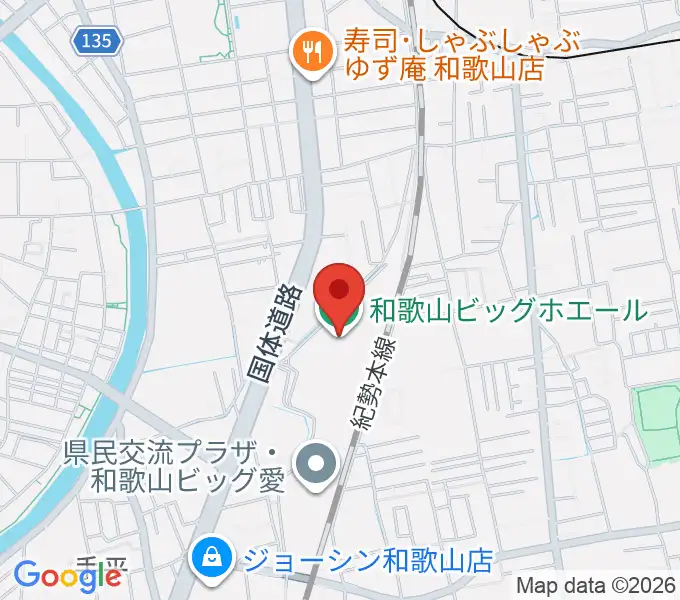 和歌山ビッグホエールの地図