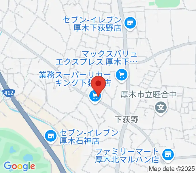 厚木楽器 アミ荻野の地図