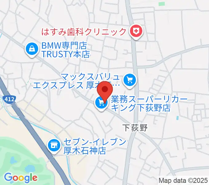 厚木楽器 アミ荻野の地図