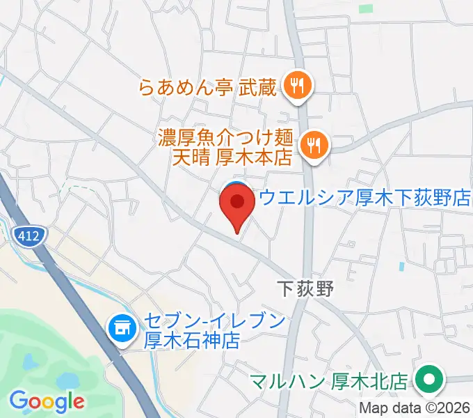 厚木楽器 アミ荻野の地図