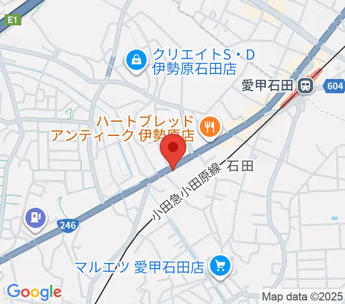 厚木楽器 アミ愛甲石田の地図