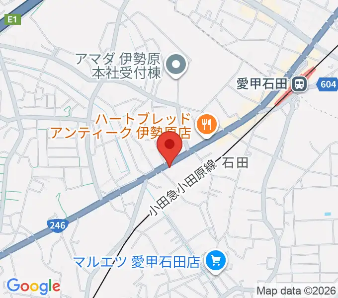 厚木楽器 アミ愛甲石田の地図