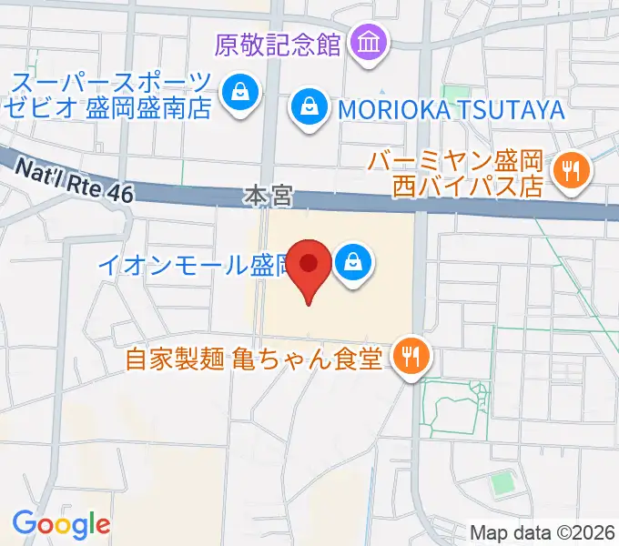 JEUGIAカルチャーセンター イオンモール盛岡南の地図