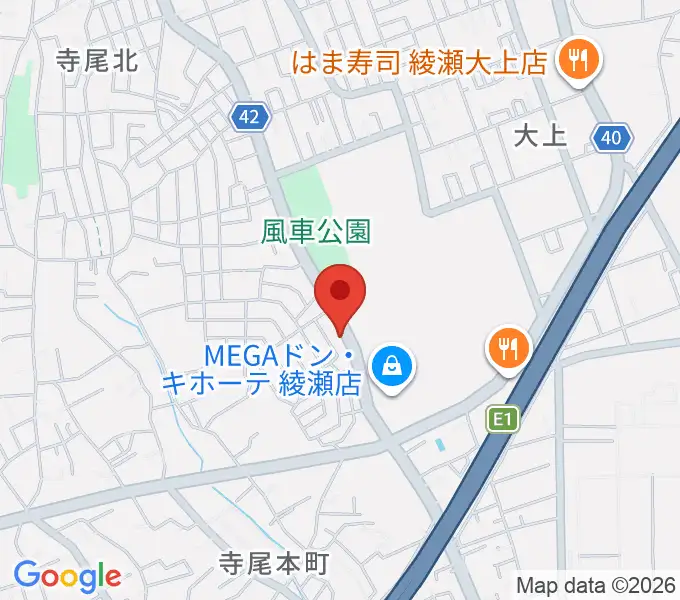 厚木楽器 アミ綾北の地図