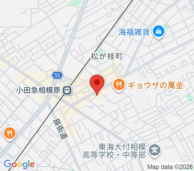 厚木楽器 アミ相南の地図