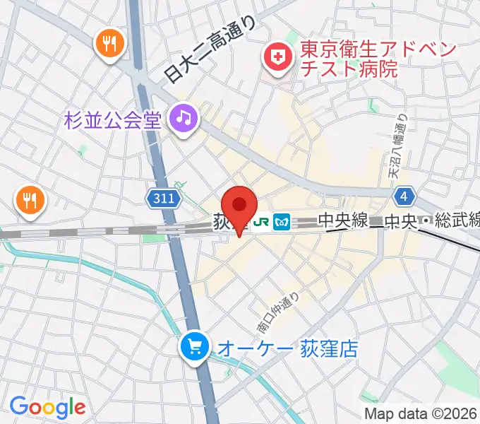 RGSギタースクールの地図