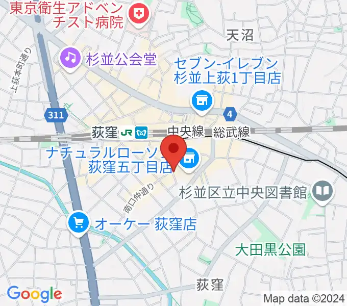 荻窪アルカフェの地図