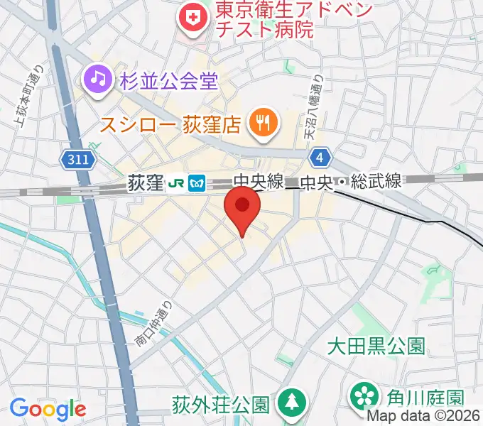 荻窪アルカフェの地図
