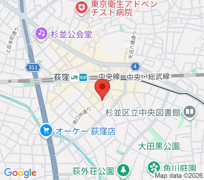 荻窪アルカフェの地図