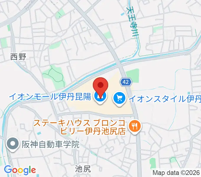 JEUGIAカルチャーセンター イオンモール伊丹昆陽の地図