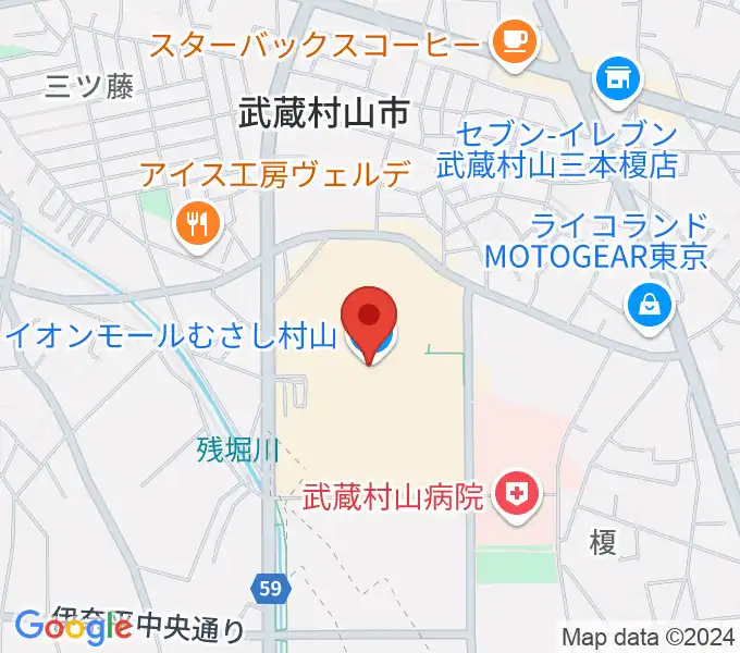 JEUGIAカルチャーセンター イオンモールむさし村山の地図