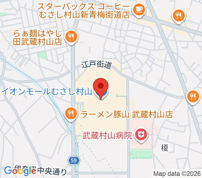 JEUGIAカルチャーセンター イオンモールむさし村山の地図