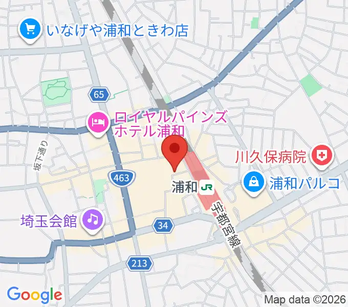 柏屋楽器本店 浦和ミュージックプラザの地図