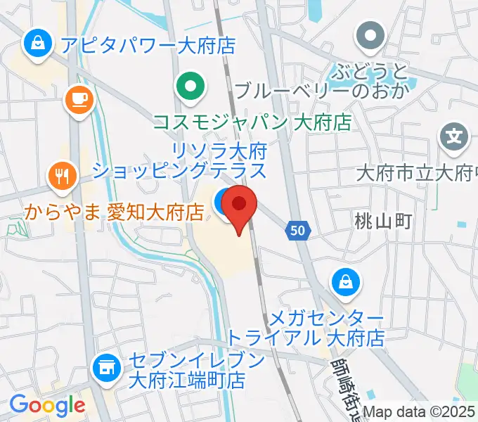 JEUGIAカルチャーセンター リソラ大府の地図