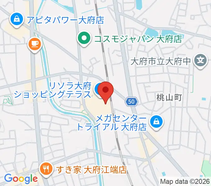 JEUGIAカルチャーセンター リソラ大府の地図
