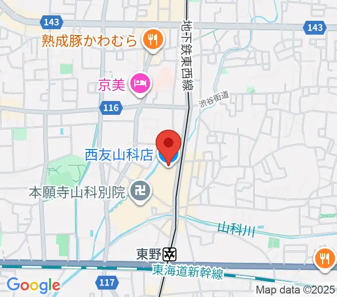 JEUGIAカルチャーセンター 西友山科の地図