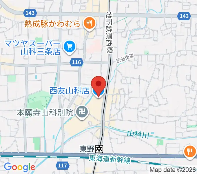 JEUGIAカルチャーセンター 西友山科の地図