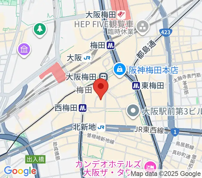 タワーレコード梅田大阪マルビル店の地図