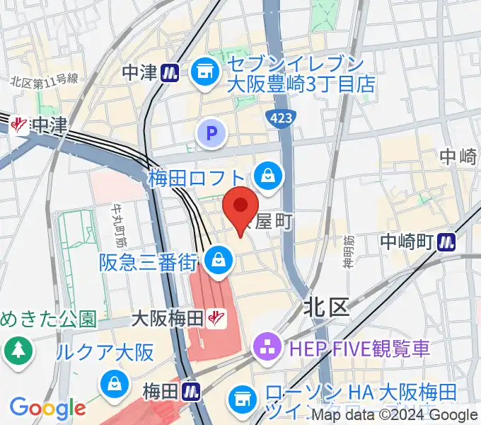 タワーレコード梅田NU茶屋町店の地図