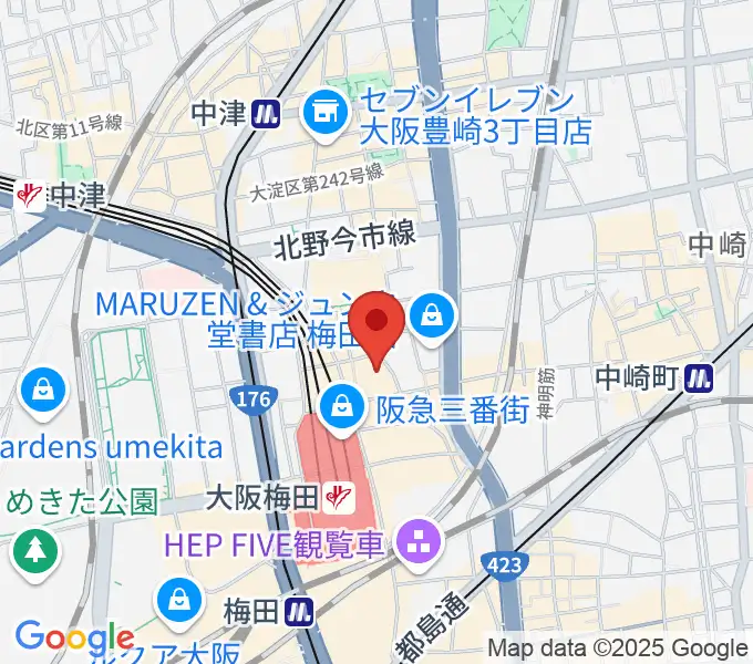 タワーレコード梅田NU茶屋町店の地図