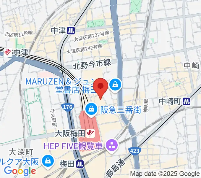 タワーレコード梅田NU茶屋町店の地図