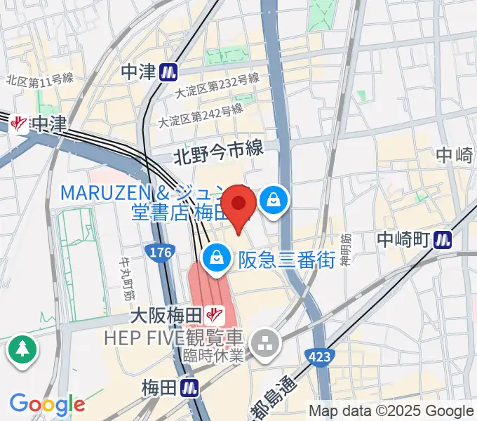 タワーレコード梅田NU茶屋町店の地図