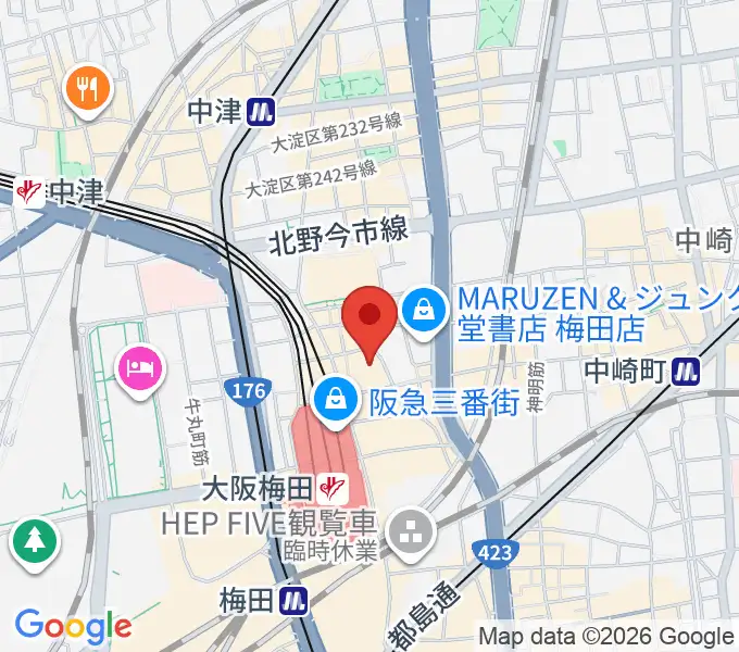 タワーレコード梅田NU茶屋町店の地図