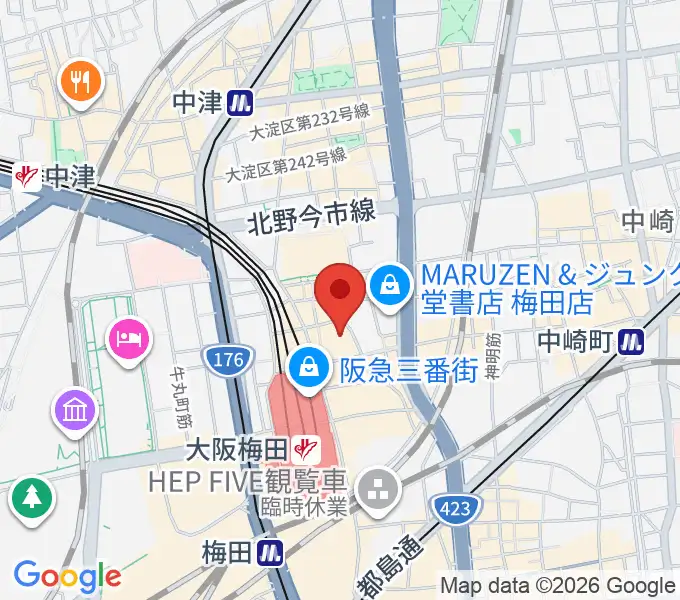 タワーレコード梅田NU茶屋町店の地図