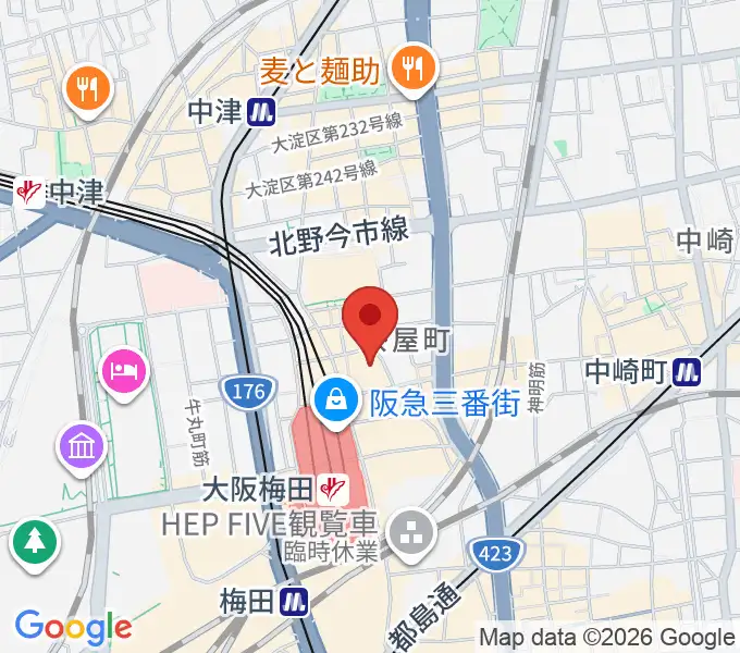 タワーレコード梅田NU茶屋町店の地図