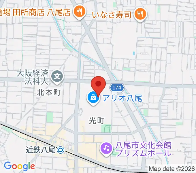 タワーレコード アリオ八尾店の地図