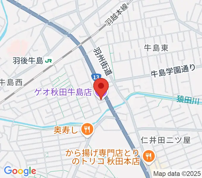 ゲオ秋田牛島店の地図