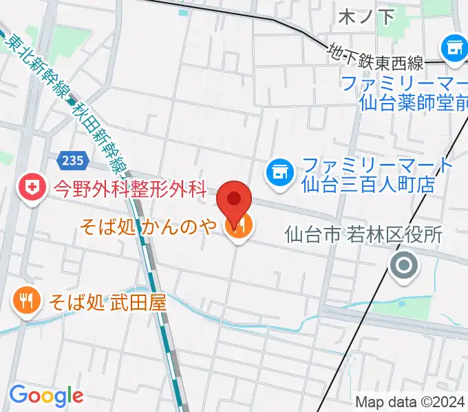 仙台若林ギター教室の地図