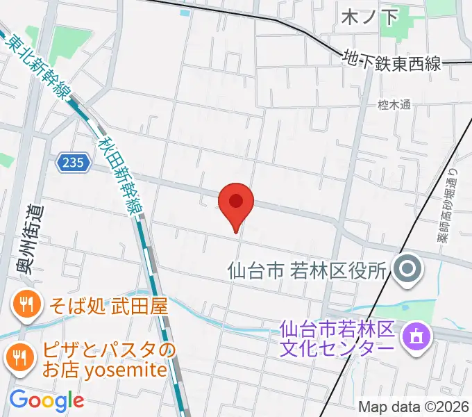 仙台若林ギター教室の地図