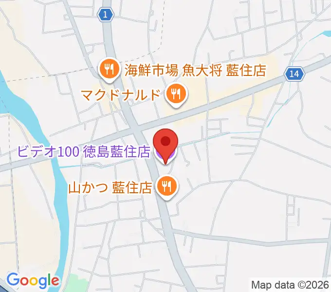 ビデオ100 徳島藍住店の地図