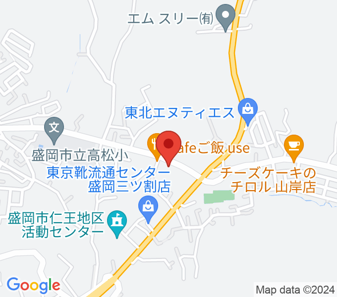 東山堂三ツ割店+GEOの場所