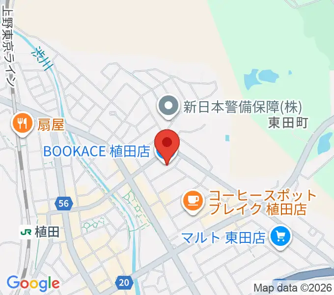 ブックエース植田店の地図