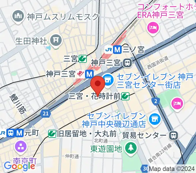 HMV三宮オーパの地図