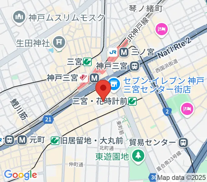 HMV三宮オーパの地図