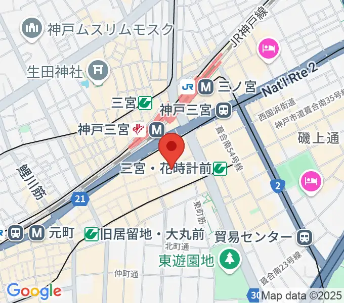 HMV三宮オーパの地図