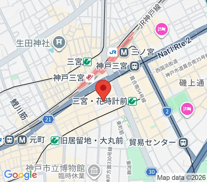 HMV三宮オーパの地図
