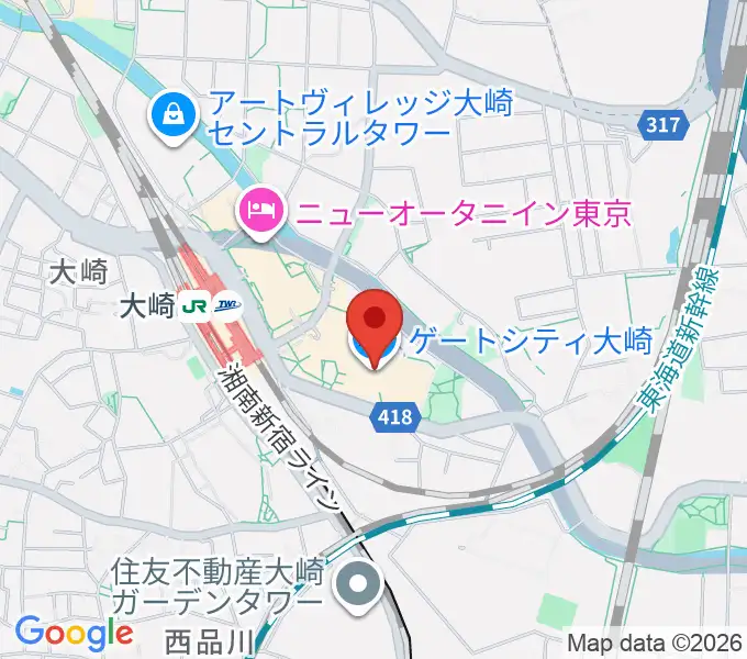 ゲートシティホール＆ルームの地図