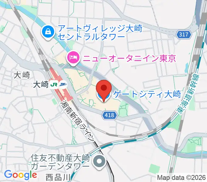 ゲートシティホール＆ルームの地図