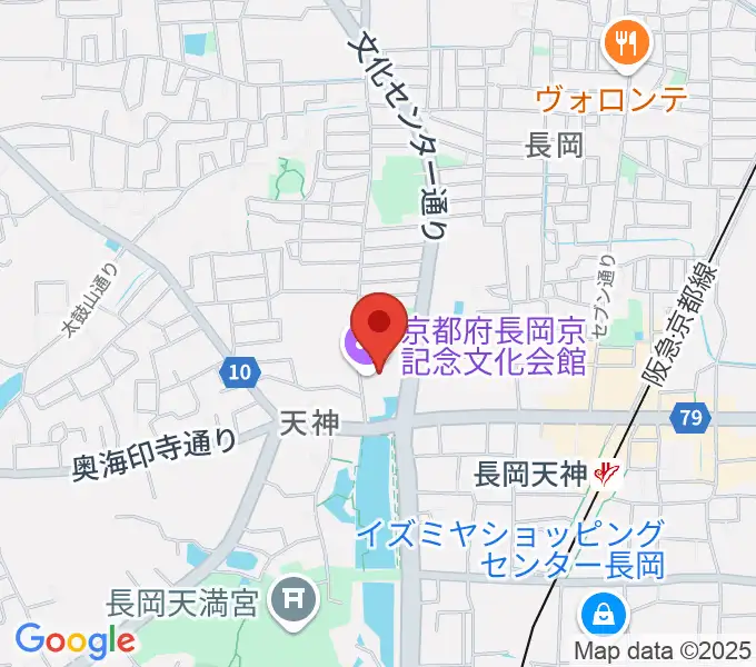 京都府長岡京記念文化会館の地図