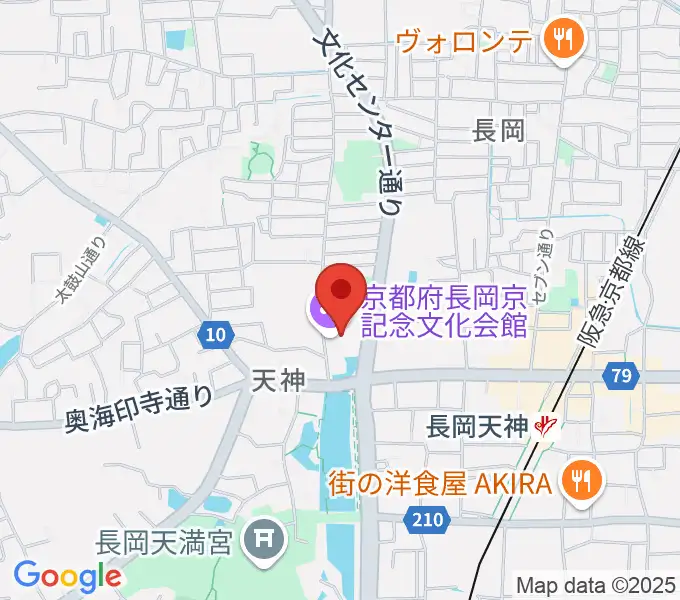 京都府長岡京記念文化会館の地図