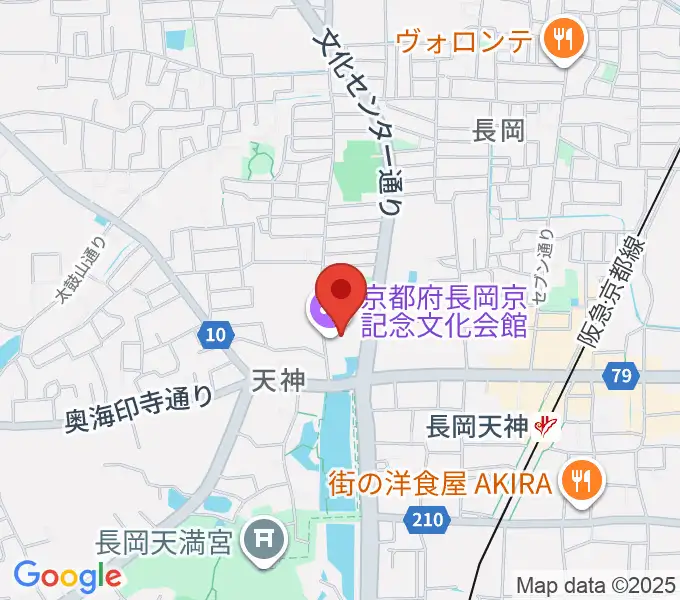 京都府長岡京記念文化会館の地図
