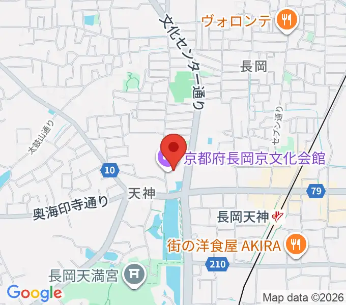 京都府長岡京記念文化会館の地図