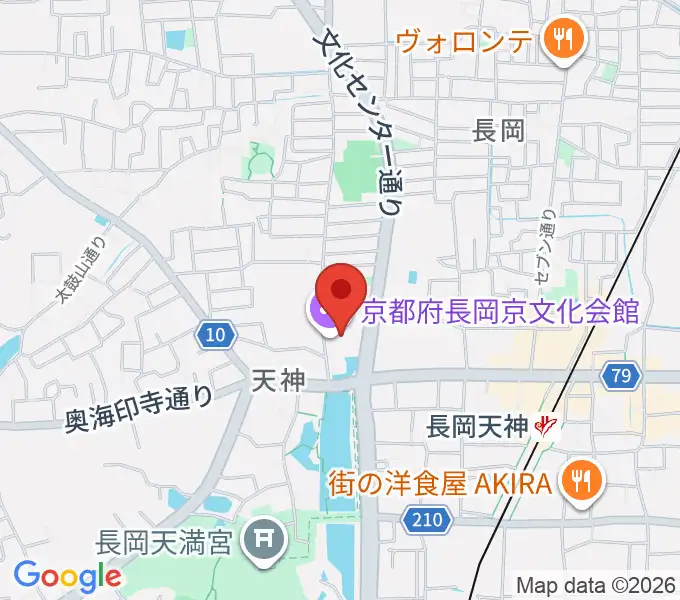 京都府長岡京記念文化会館の地図